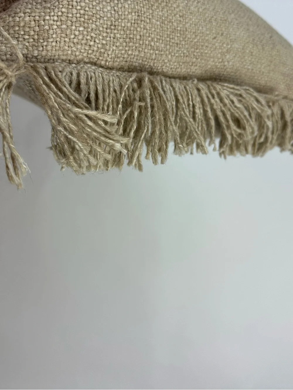 Crate & Barrel European Flax Texture Fringe Accent Pillow Size 24 x 16 Inches
